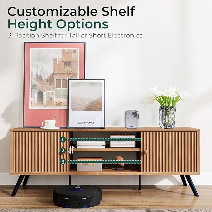 COMHOMA TV Stand for Living Room, Mid Century Modern Entertainment Center for - Image 3