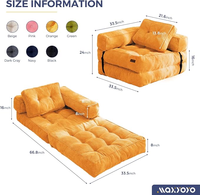 MAXYOYO Folding Sofa Bed, L-Shaped Convertible Sofa Bed Foldable Sleeper - Image 2