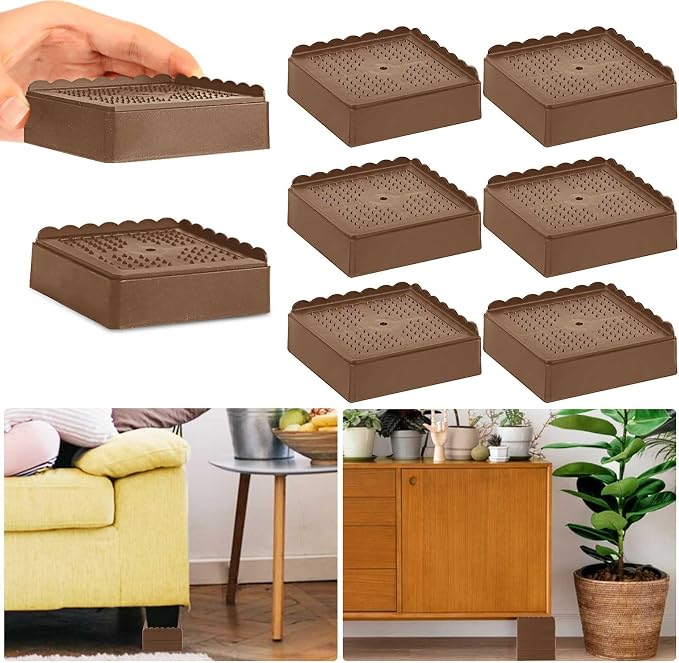 Bed Risers 1 inch, 2 inch, 3 inch, 4 inch Heavy Duty, Adjustable Furniture Riser by EGTTGIN