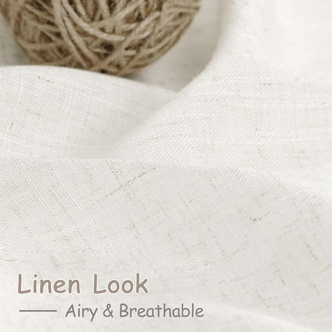 Nanspring Beige White Linen Curtains 84 Inches Long - Image 4
