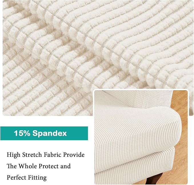 Turquoize Wingback Chair Covers 2 Piece Wing Chair Slipcover Stretch Slipcovers - Image 4