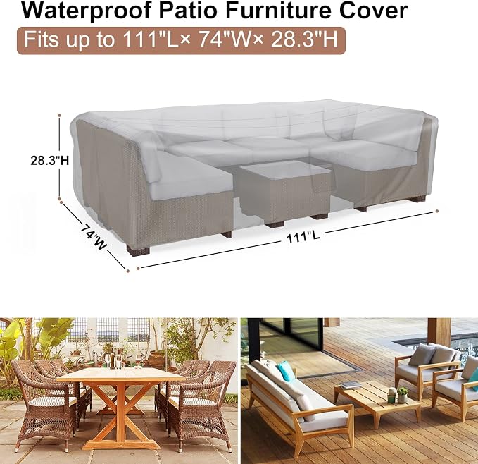 Patio Furniture Set Cover Waterproof, Mrrihand Outdoor Sectional Sofa Set Cover - Image 2