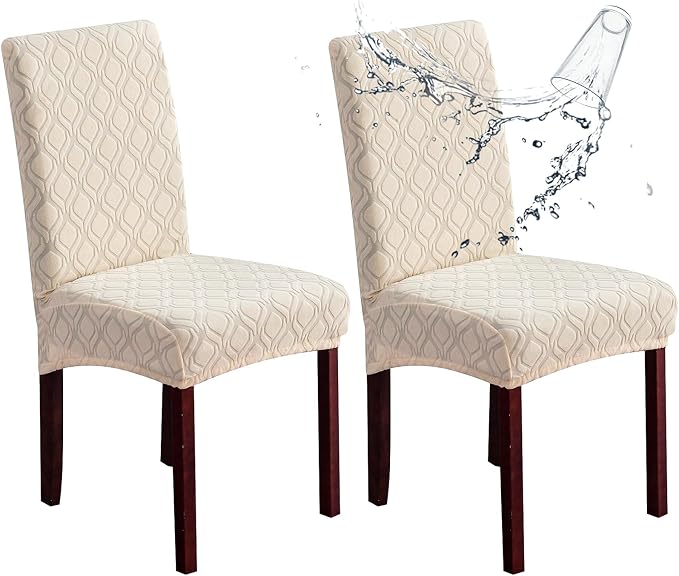 Genina Waterproof Chair Covers for Dining Room, Stretch Jacquard Dining Chair by Genina