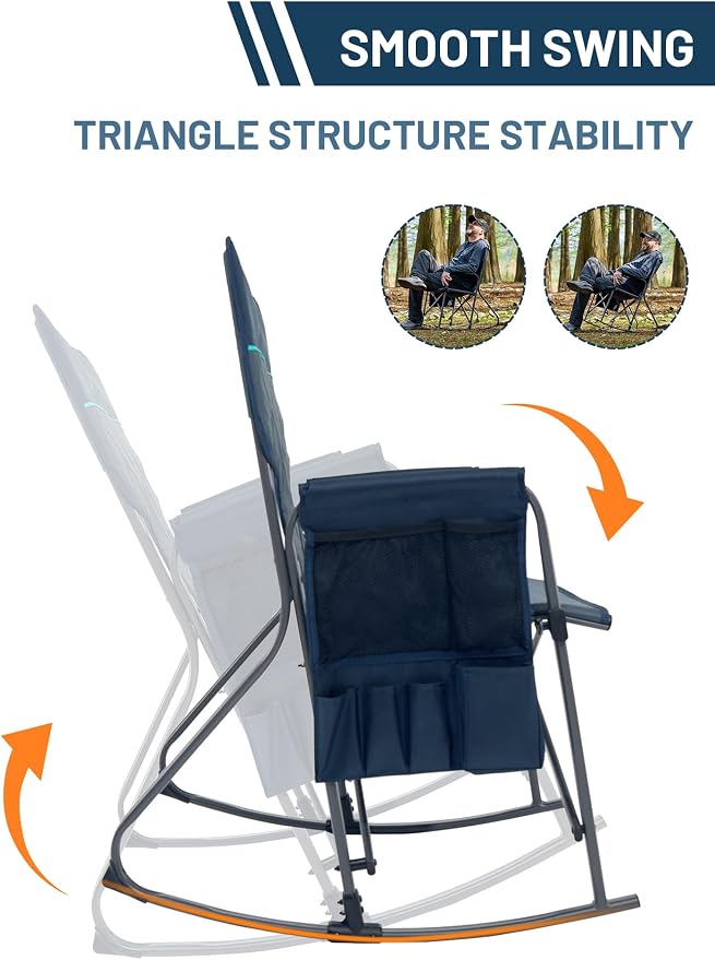 Timber Ridge Folding Oversized Rocking Camping Chair, 400lbs Capacity Portable - Image 6