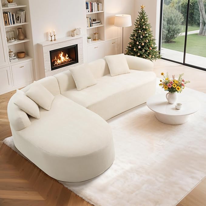 99" Curved Sectional Sofa with Chaise, Modern Boneless Couch with Deep Seat - Image 7