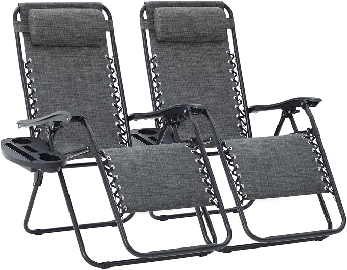 JEAREY Oversized Zero Gravity Lounge Chairs Set of 2, Adjustable Steel Mesh by JEAREYOutdoorsCollection