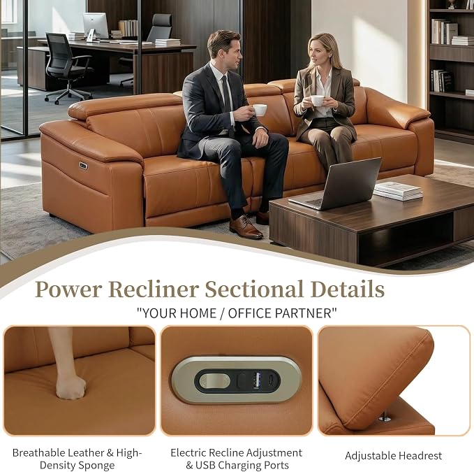 Power Recliner Sofa Set, Reclining Sectional Sofa Couch - Image 4