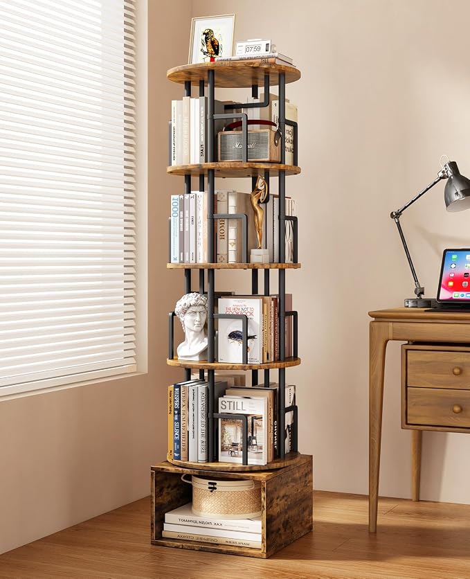 Kalrin 5 Tier Rotating Bookshelf by Kalrin