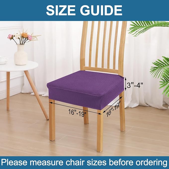 Smiry Waterproof Seat Covers for Dining Room Chairs Set of 6, Stretch Jacquard - Image 2