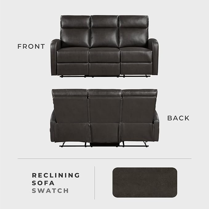 Lexicon Manual Reclining Sofa, Faux Leather Recliner Sofa, Wall Hugger - Image 6