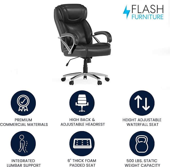 Flash Furniture HERCULES Series Big & Tall 500 lb. Rated Black LeatherSoft - Image 4