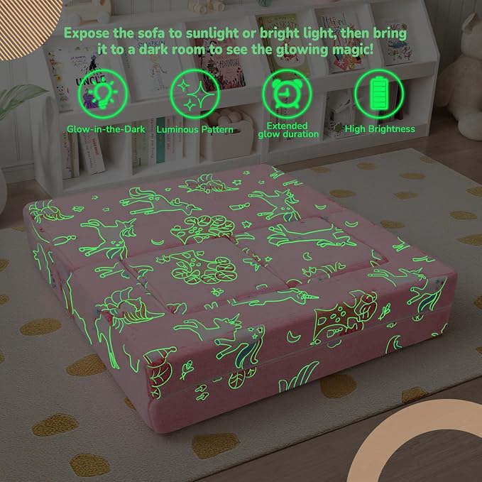 MeMoreCool Modular Kids Couch, Glow Play Toddler Couch - Image 5