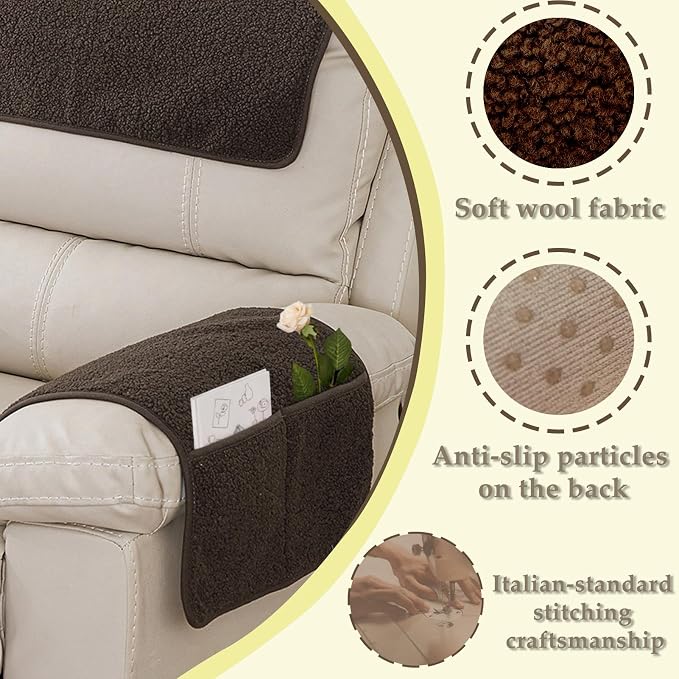 Armrest Covers - Arm Chair Covers Set of 3 Recliner Chair Covers, - Image 4