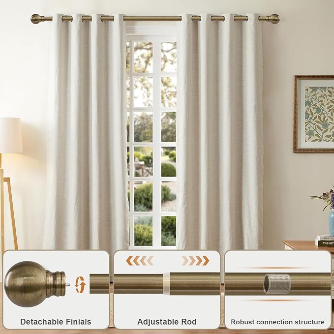 Antique Bronze Curtain Rods for Windows 66 to 120 Inch 1" Diameter Adjustable - Image 3