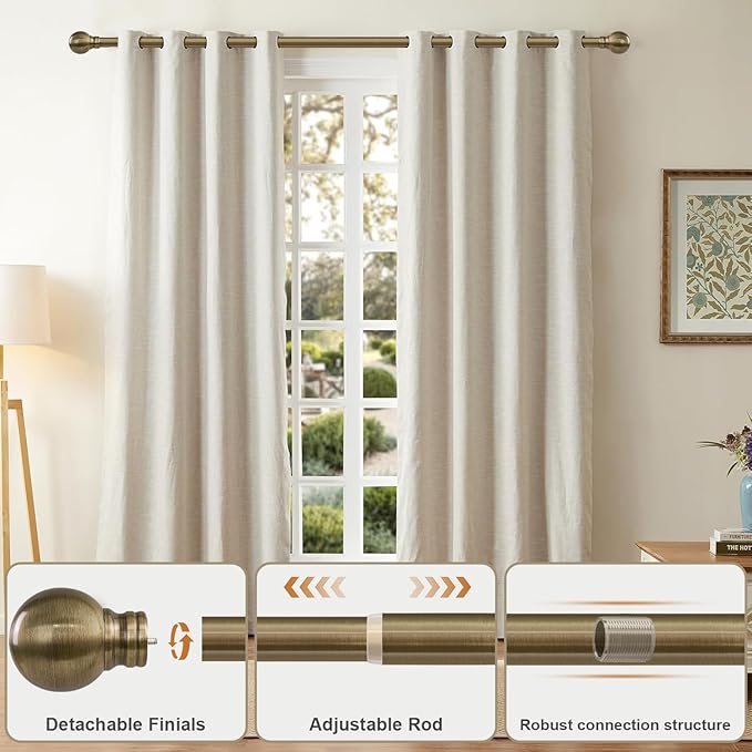 Antique Bronze Curtain Rods for Windows 28 to 48 Inch 1" Diameter Adjustable - Image 3