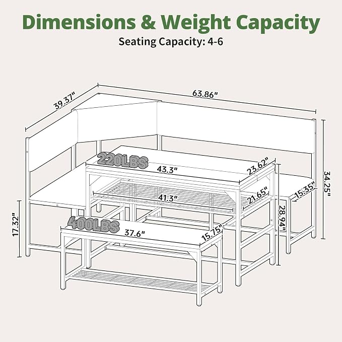 Concho Kitchen Breakfast Nook Table Set - Image 2