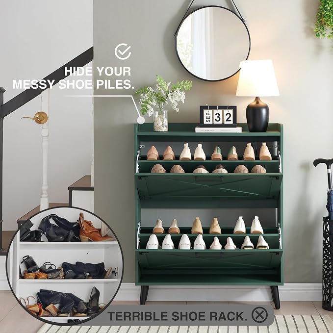Barnyatoh Shoe Storage Cabinet, Farmhouse Shoe Organizer - Image 3