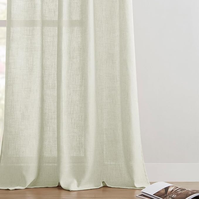 Joydeco Linen Curtains 108 Inch Length 2 Panel Sets, Light Filtering Curtains - Image 7