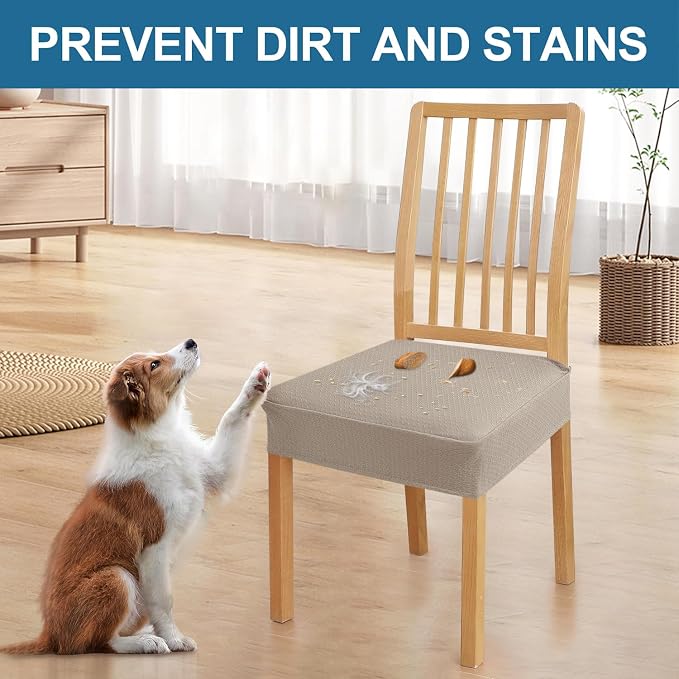 Smiry Waterproof Seat Covers for Dining Room Chairs Set of 10, Stretch Jacquard - Image 6