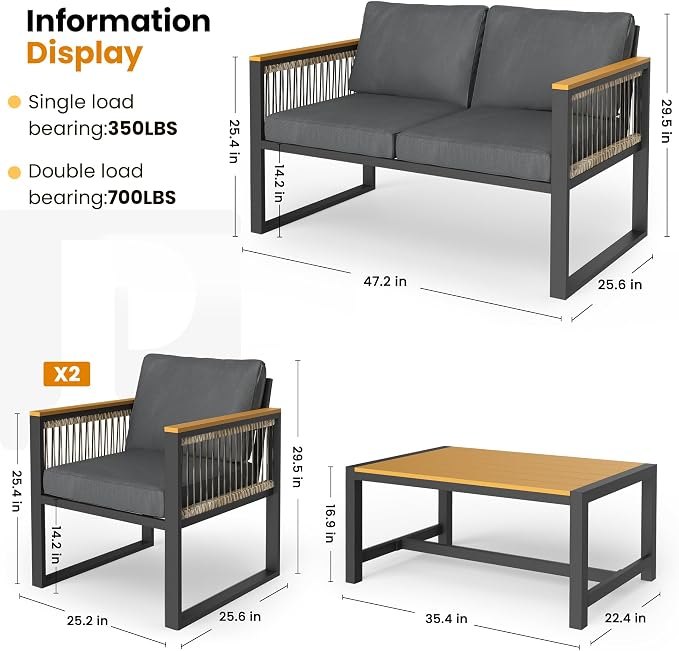 Pamapic 6 Pieces Outdoor Patio Furniture Set - Image 8