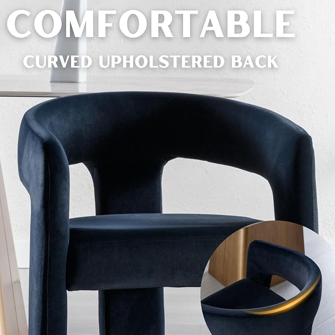 RIVOVA Modern Barrel Dining Chairs Set of 4, Velvet Upholstered Accent Side - Image 4