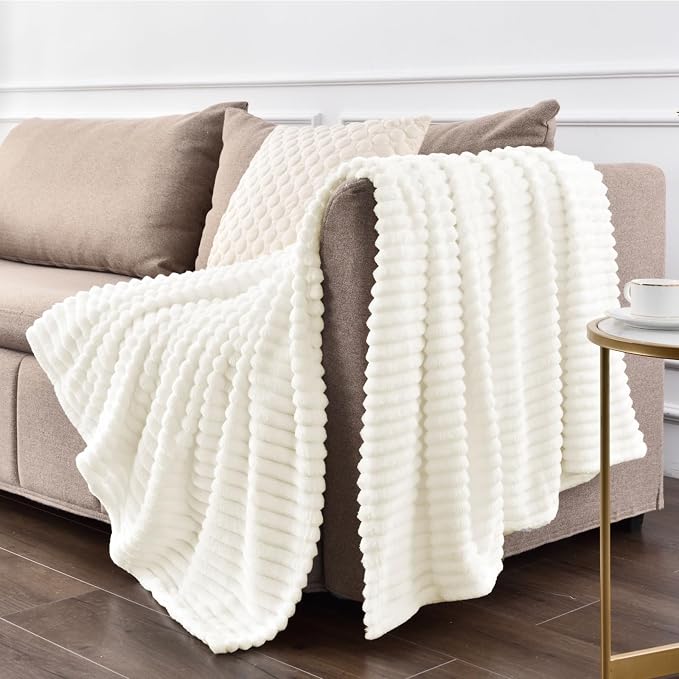 BEDELITE Fleece Throw Blanket for Couch – 3D Ribbed Jacquard Soft and Warm - Image 7