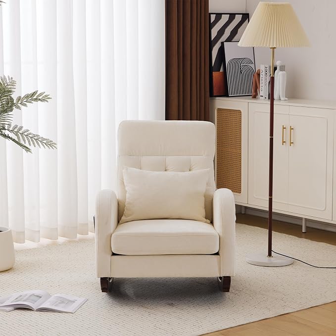 VINGLI Chenille Low Seat Rocking Chair, Upholstered Nursery Glider Chair - Image 3