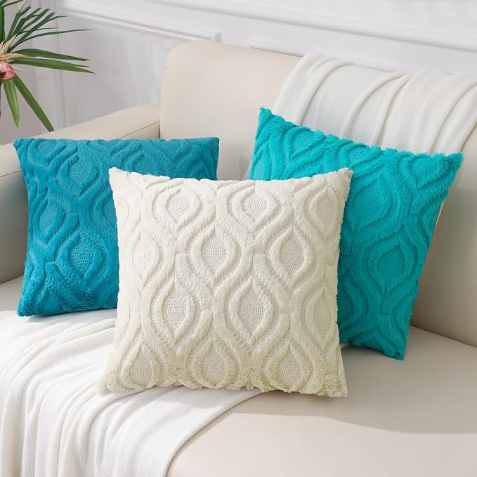 decorUhome Summer Throw Pillow Covers 22x22 Inch Set of 2, Soft Plush Faux Wool - Image 8