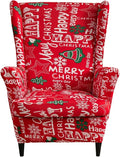 HAOYONG Christmas Stretch Wingback Chair Cover 2 Pieces Wing Chair Slipcover by HAOYONG