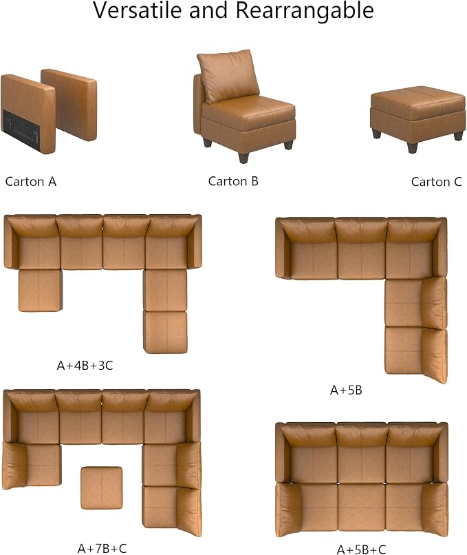 EASE MOOSE Faux Leather Square Ottoman Module - Image 6