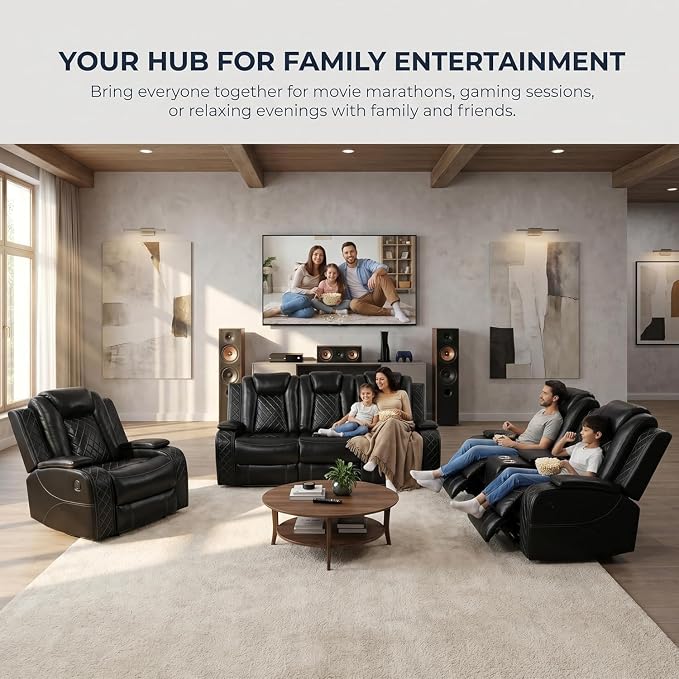 3-Piece Leather Power Recliner Sofa Set - Image 6