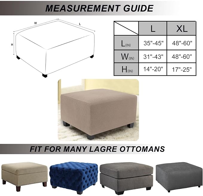 NeColorLife Stretch Ottoman Cover Square Soft Knitted Jacquard Washable Thick - Image 4