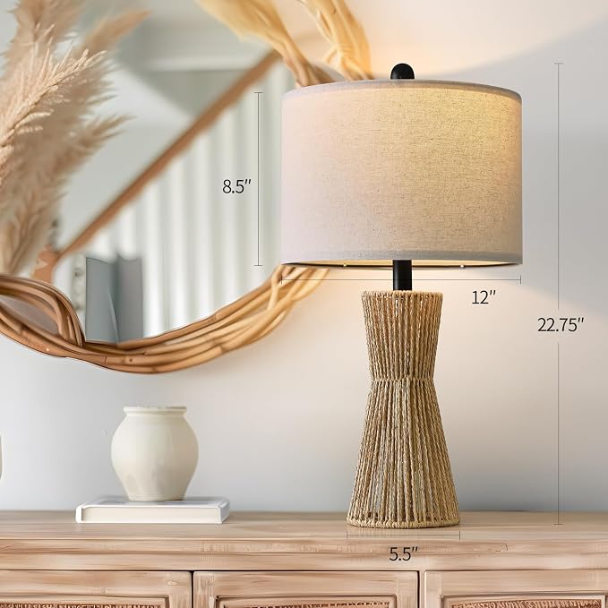 OYEARS 22.5" Table Lamps for Living Room, Boho Lamps Set of 2 for Bedrooms - Image 3