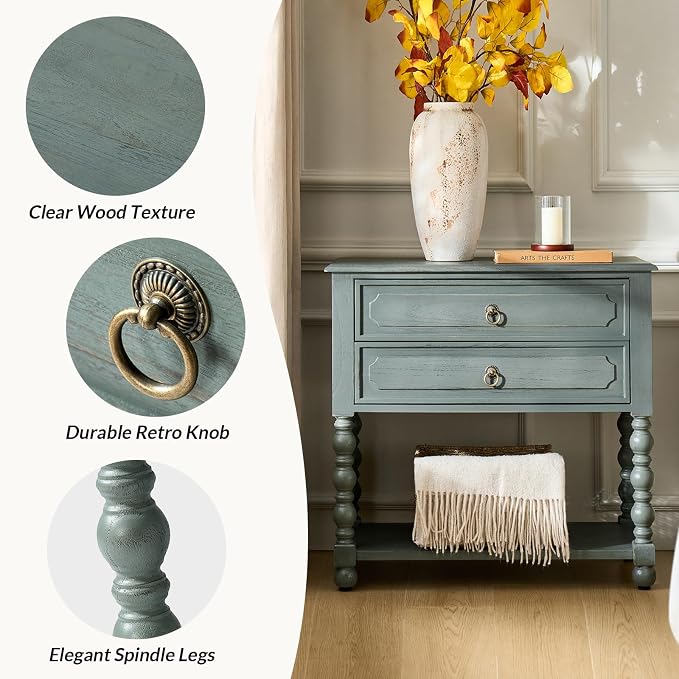 HULALA HOME Farmhouse Storage End Table Set of 2 - Image 5