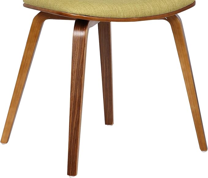 Armen Living Jaguar Mid-Century Dining Chair in Walnut Wood and Green Fabric - Image 11