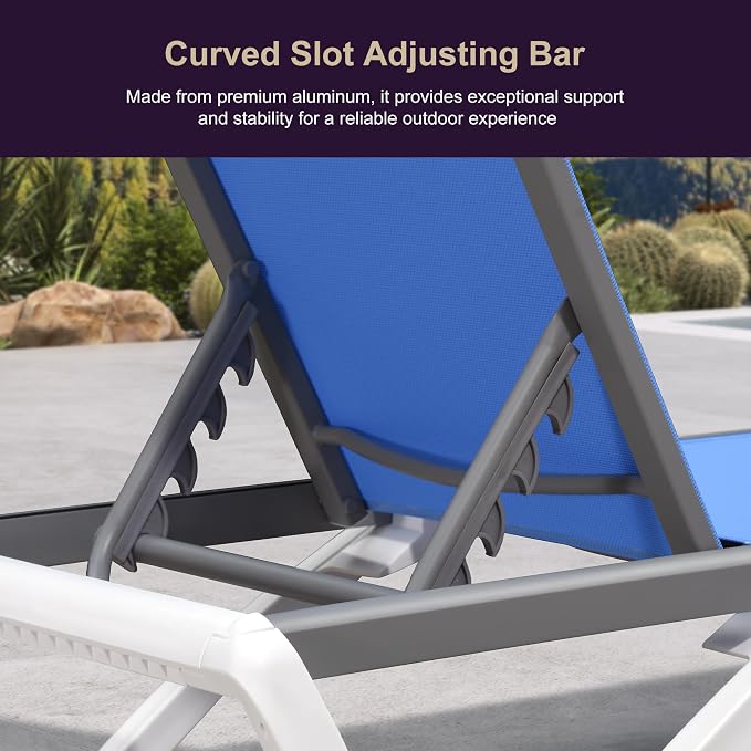 PURPLE LEAF Patio Chaise Lounge Chair Outside Aluminum Plastic Stackable - Image 8