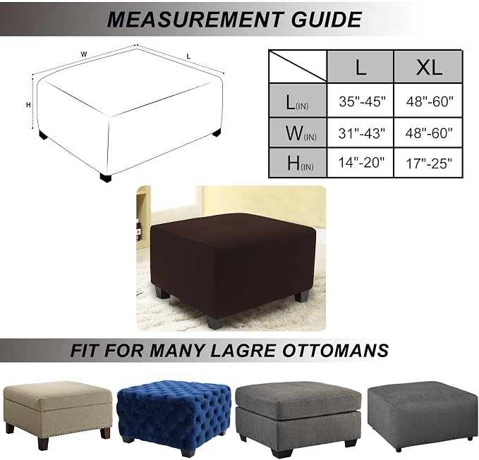 NeColorLife Stretch Ottoman Cover Square Oversized Soft Knitted Jacquard Thick - Image 4