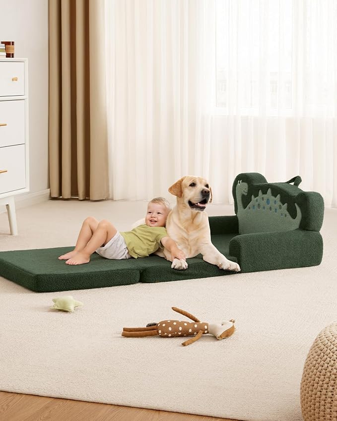 Blissful Diary Kids Couch, 2-in-1 Soft Toddler Couch Fold Out, Toddler Chair - Image 6