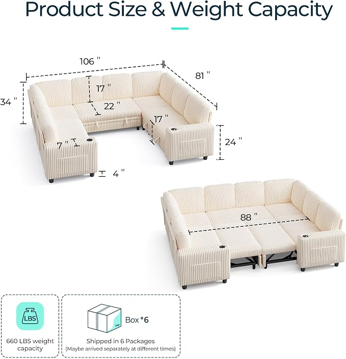 LINSY HOME Sectional Sleeper Sofa - Image 2