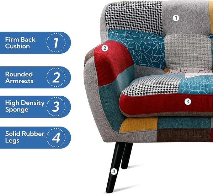 Bonzy Home Modern Boho Loveseat Couch Sofa Chair Set of 2 - Image 8