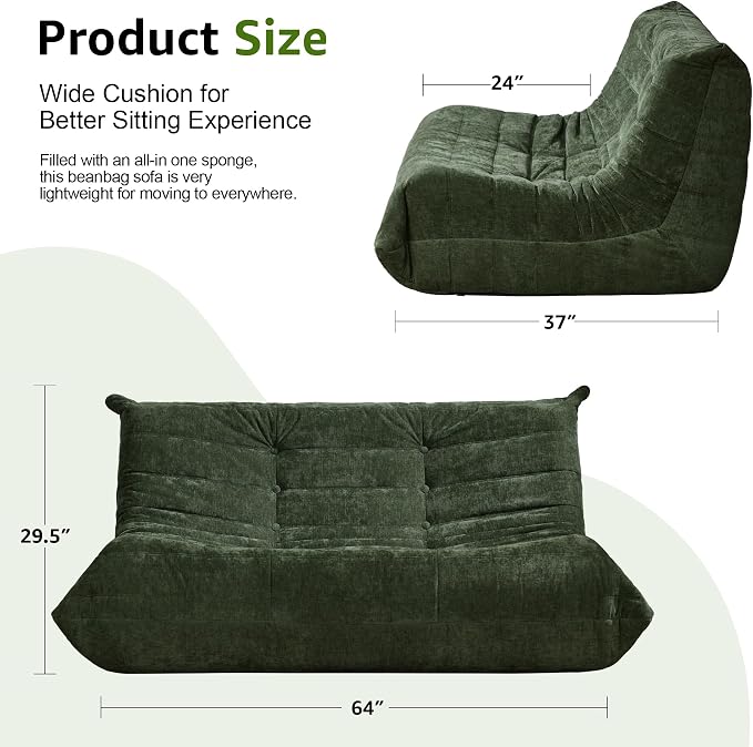 Bean Bag Chairs for Adults Giant Bean Bag Chair Memory Foam BeanBag Chair Bean - Image 2