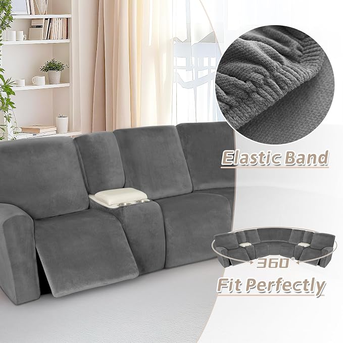 Arfntevss Sectional Recliner Couch Covers Velvet Washable Corner Sectional Sofa - Image 6