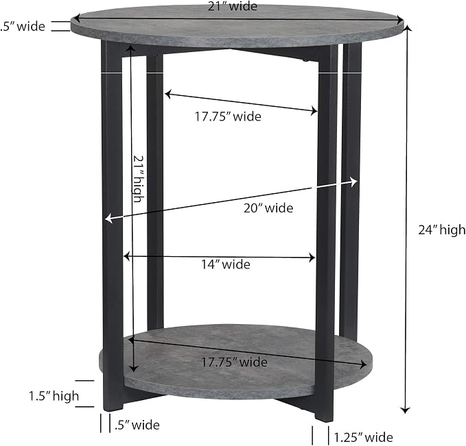 Household Essentials Jamestown Round Side End Table - Image 3