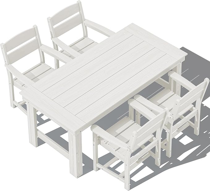 SERWALL Outdoor Dining Table Set, 67‘’ HDPE Patio Dining Set by SERWALL