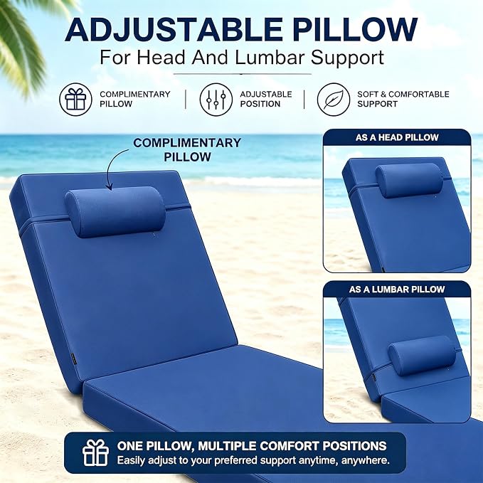 Chaise Lounge Cushion for Outdoor Furniture, Waterproof, Fade-Resistant and - Image 5