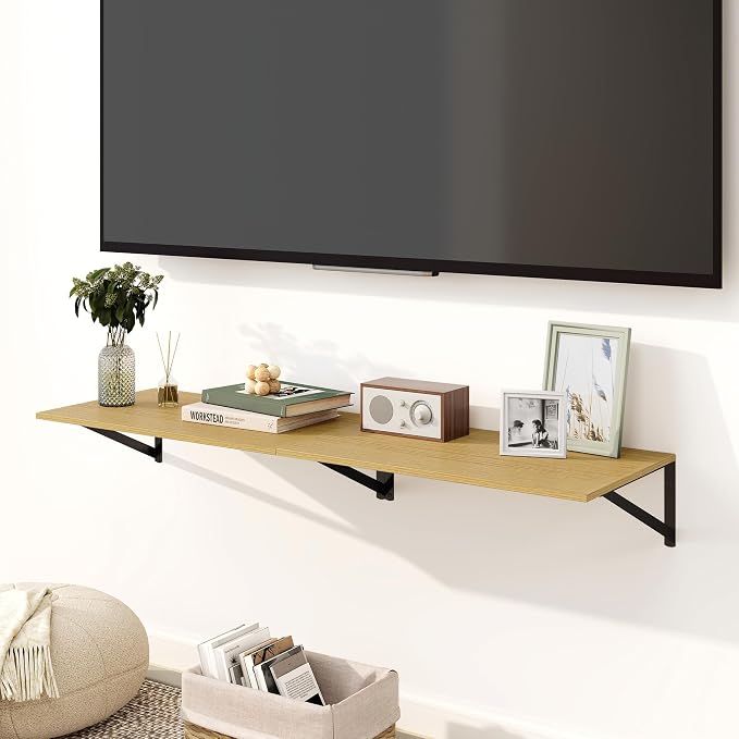 Fun Memories Floating Shelves for Wall, 12 Inch Deep Floating Shelves Set of 2 - Image 2