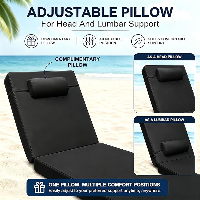 Chaise Lounge Cushion for Outdoor Furniture, Waterproof, Fade-Resistant and - Image 5