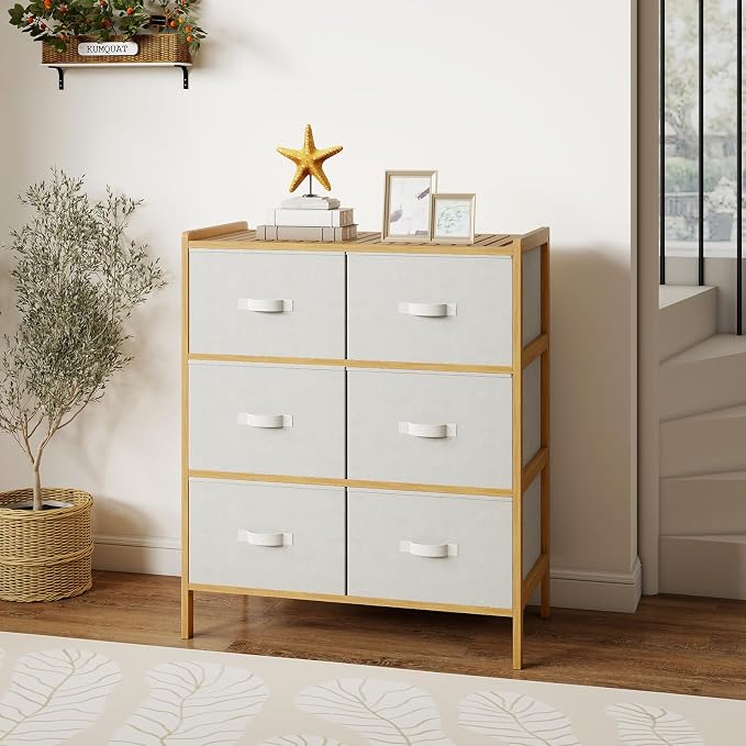 LOKO Fabric Dresser with 6 Drawers, Modern Storage Tower with 6 Folding Fabric - Image 5