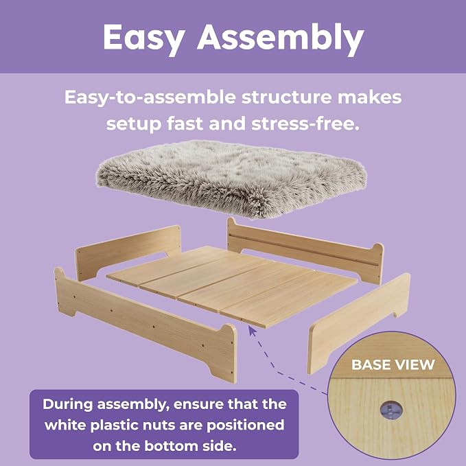 Elevated Wooden Dog Bed with Supportive Cushion & Washable Cover, Sturdy - Image 6