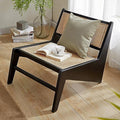 homary Japandi Rattan and Wood Lounge Chairs Mid Century Modern Armless Accent by Homary